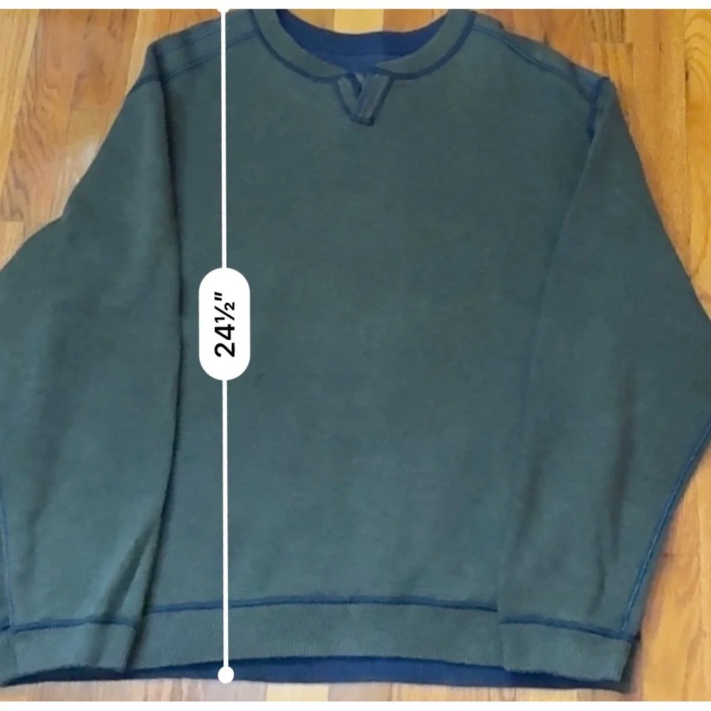 Tommy Bahama Mens Reversible Pullover‎ Sweatshirt Blue Green Comfort Fit XL